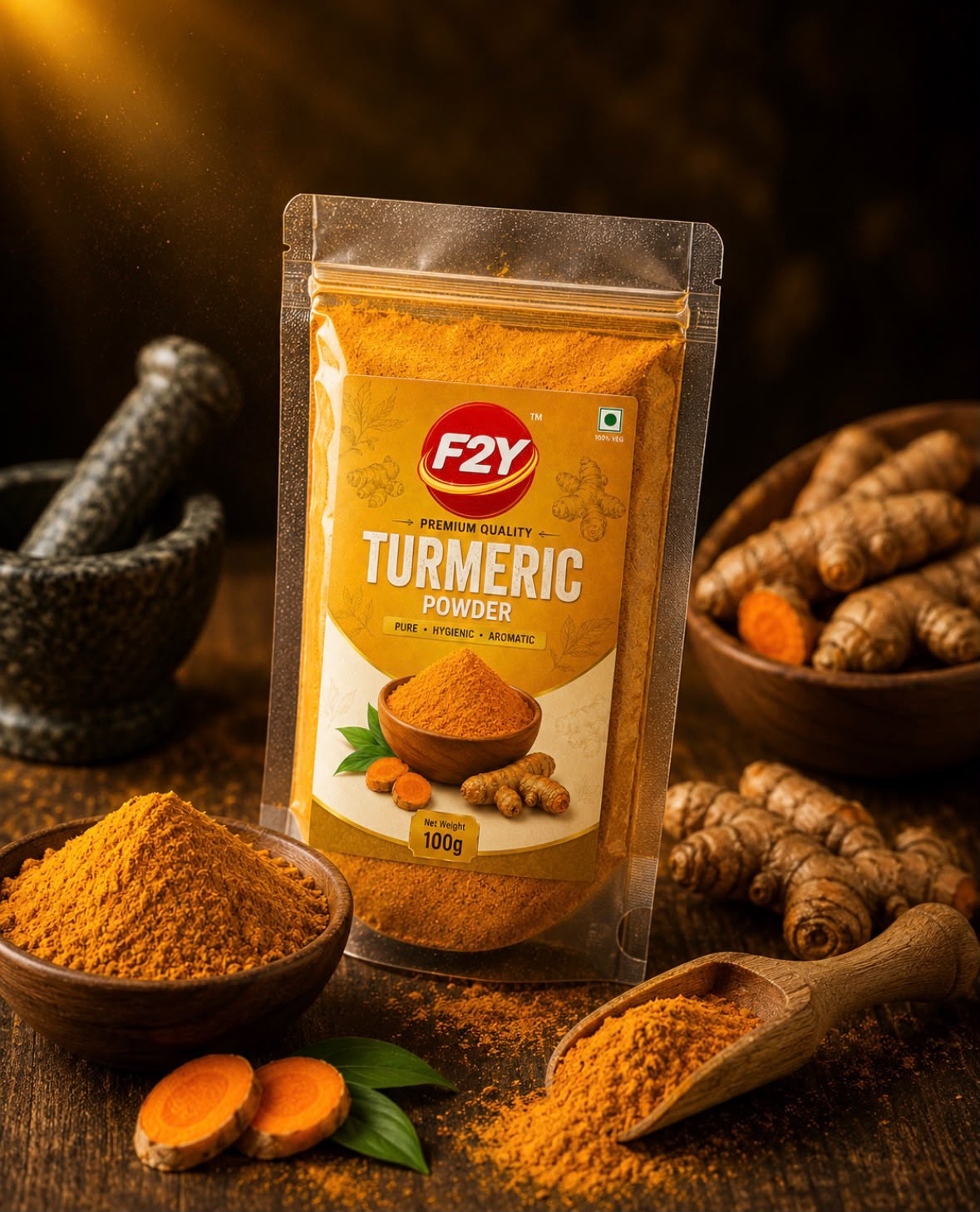 F2Y organic turmeric haldi powder pack